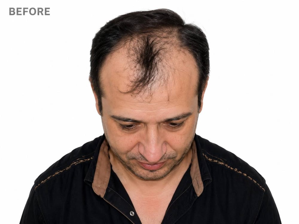 Receding hairline — FUE result — before