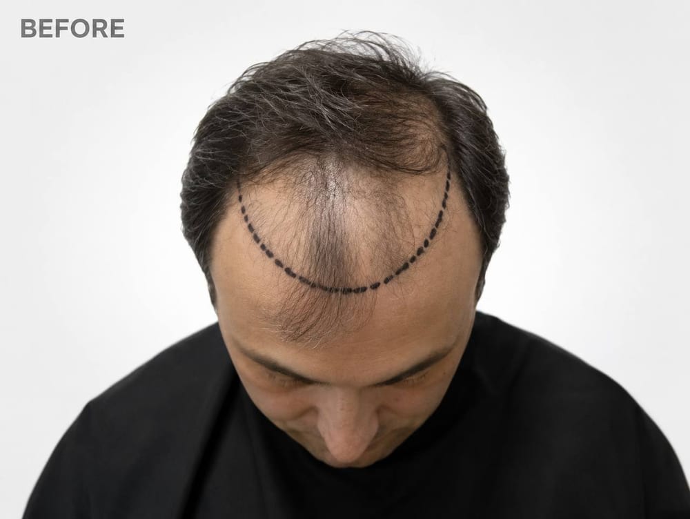 Hairline design & result — FUE — before